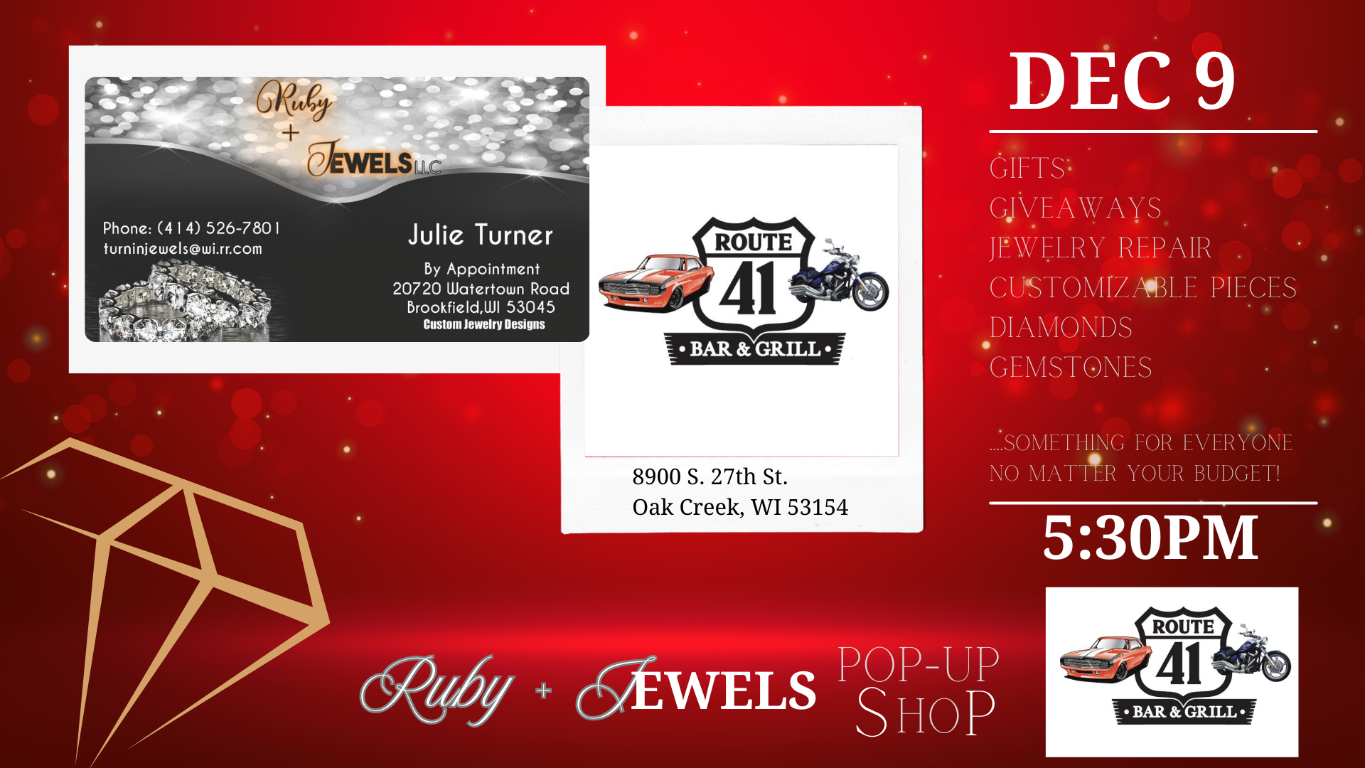 Ruby + Jewels Pop-Up Jewelry Event at Route 41 Bar & Grill