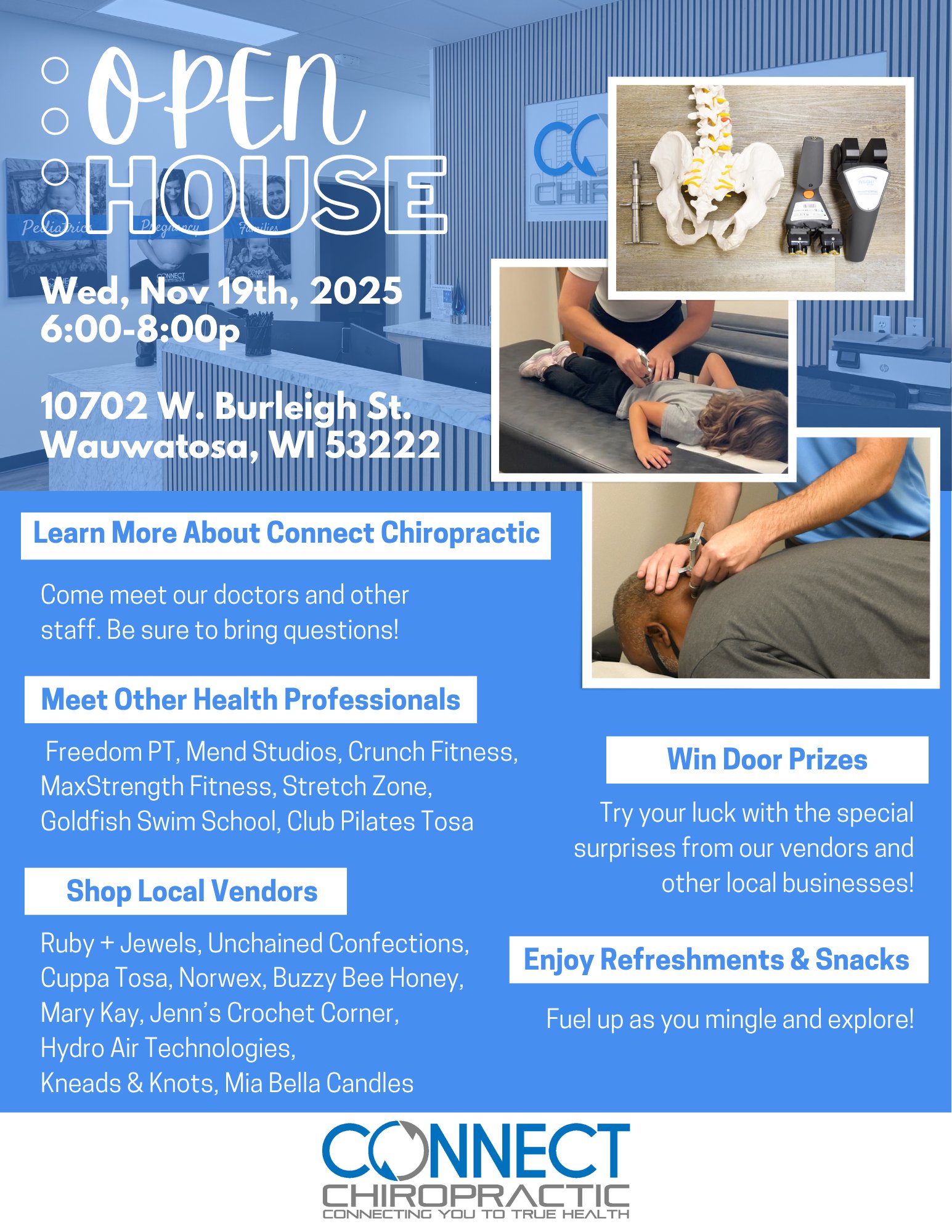 Connect Chiropractic Wauwatosa Open House November 19, 2025